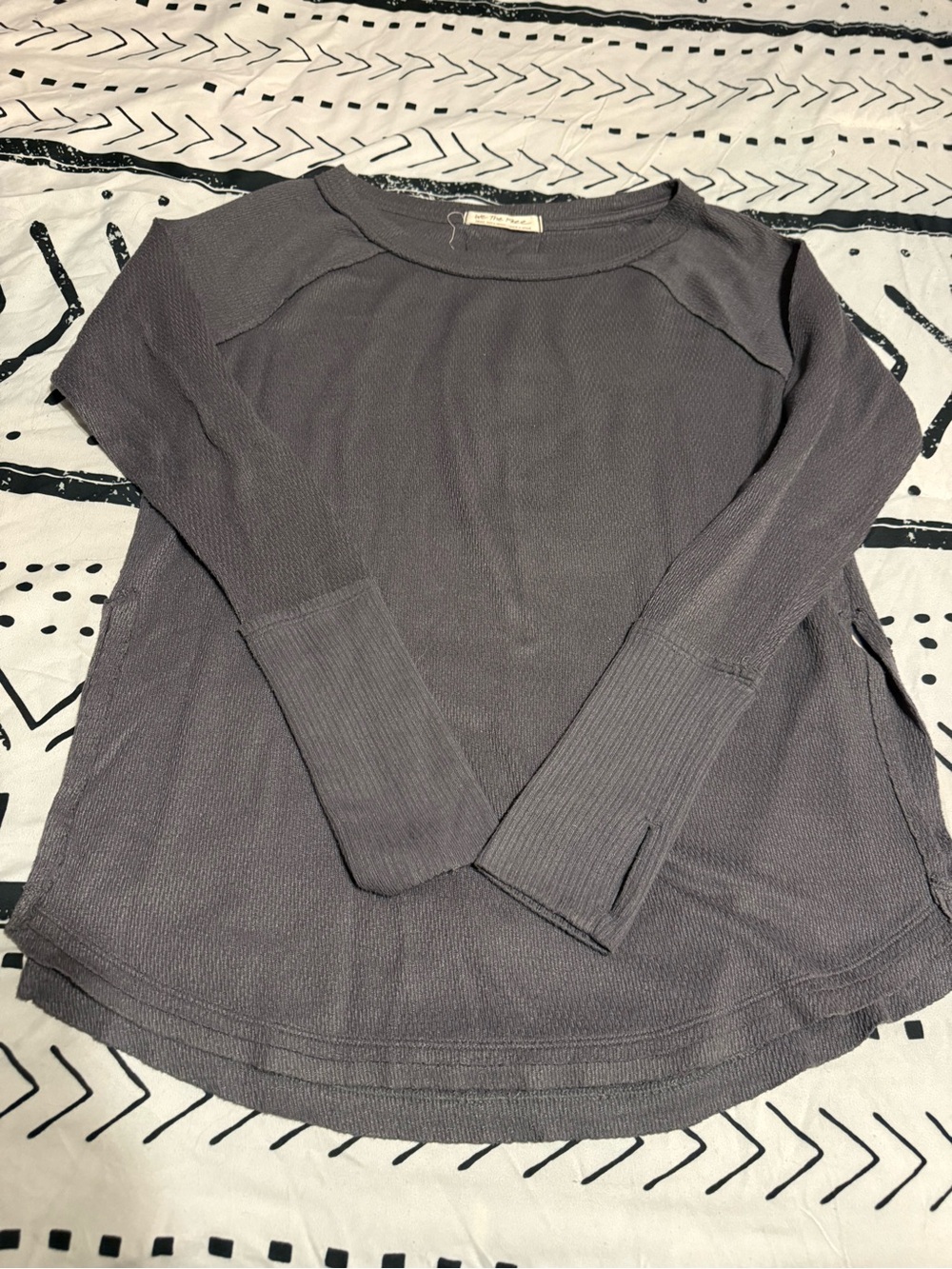 We The Free Waffle-Knit Long Sleeve Top - Gray